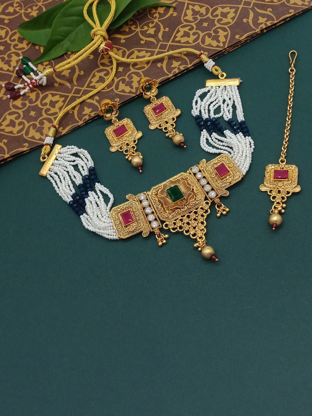 

AASHISH IMITATION Gold-Plated Beaded Jewellery Set