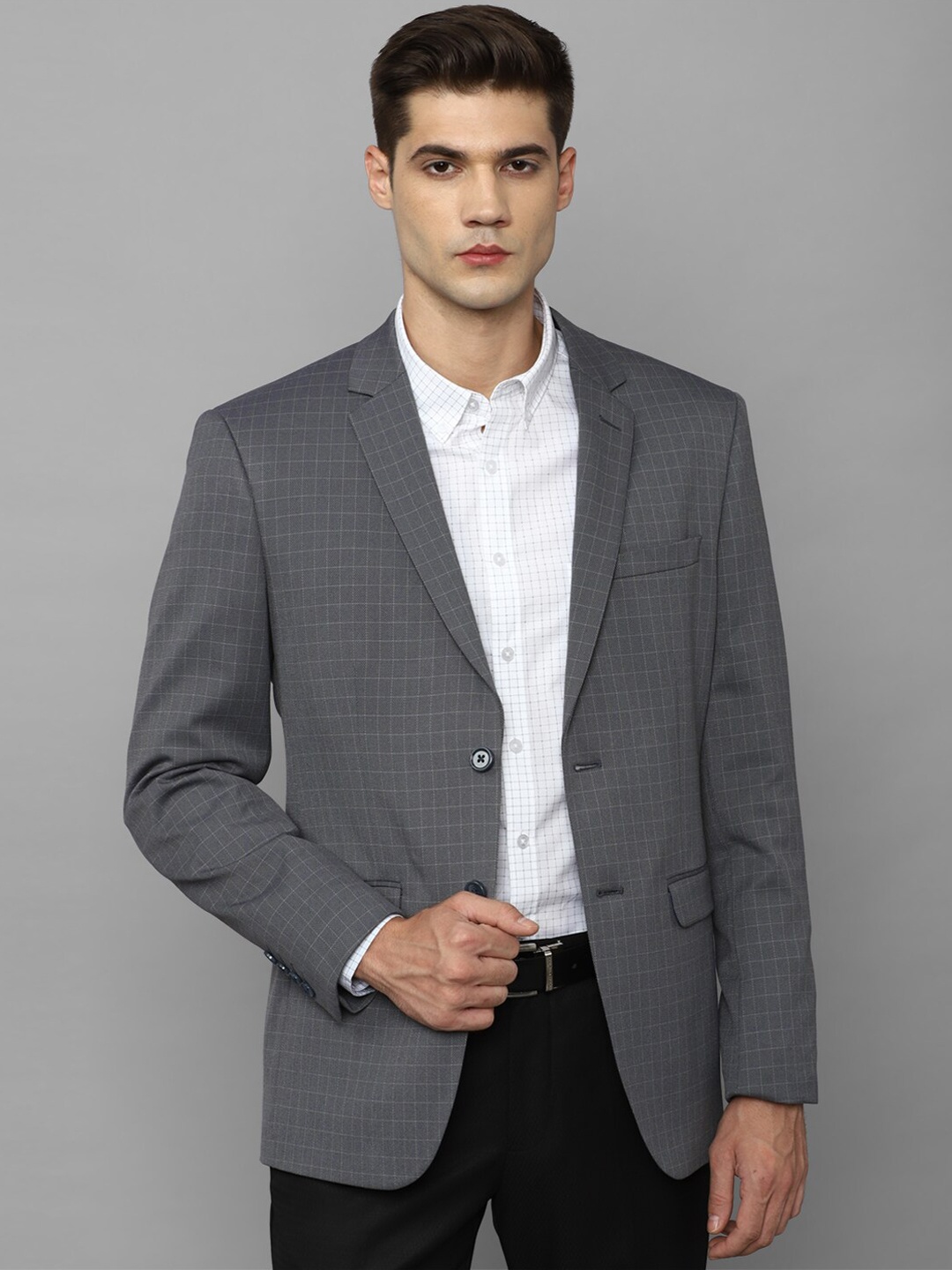 

Louis Philippe Checked Slim Fit Blazers, Grey