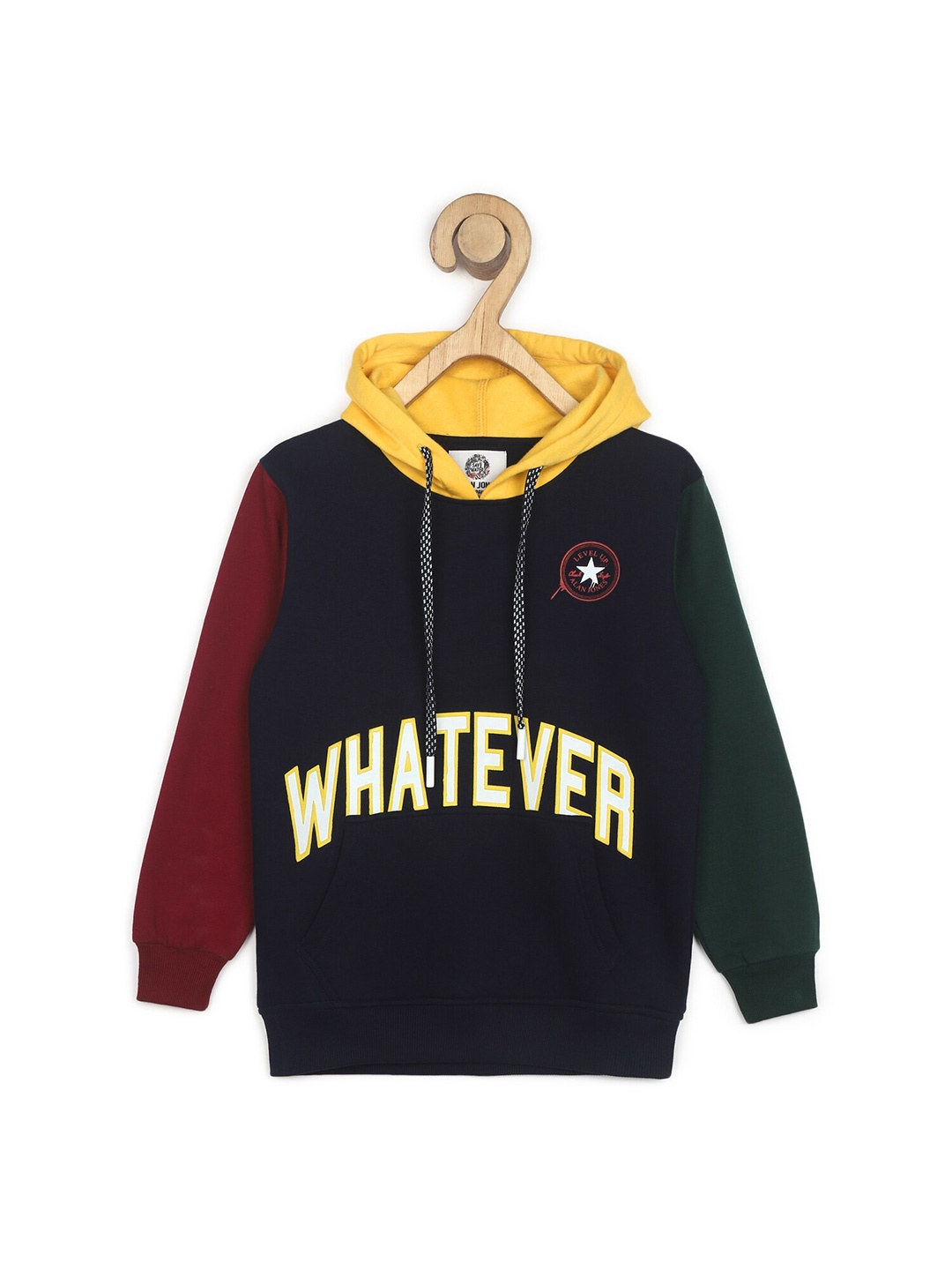 

Alan Jones Boys Typography Printed Hooded Sweatshirt, Navy blue