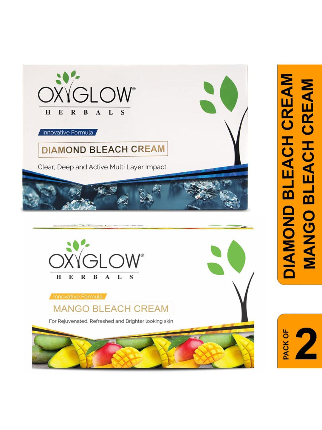 

Oxyglow Set Of 2 Bleach Cream - 240g Each - Mango & Diamond, White