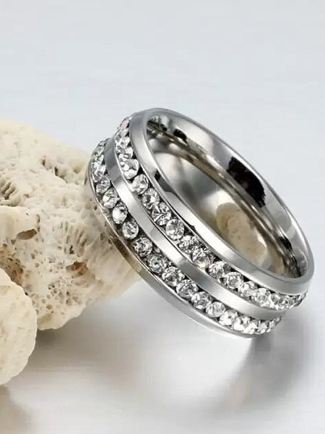 

MEENAZ Men Silver-Plated AD Studded Ring