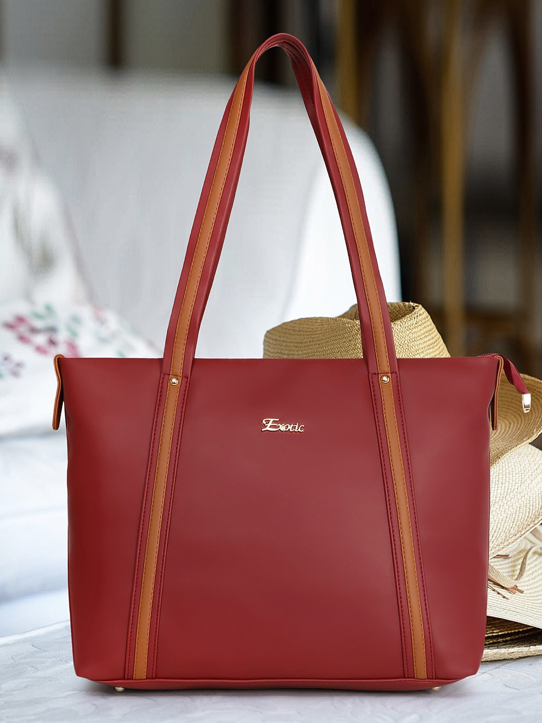 

Exotic PU Structured Handheld Bag, Maroon