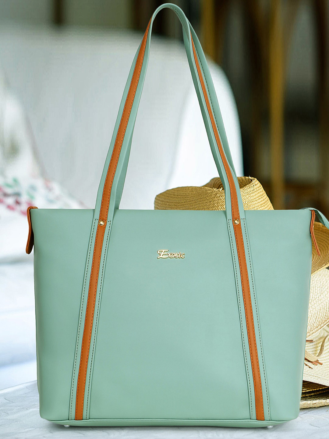 

Exotic PU Structured Shoulder Bag, Green