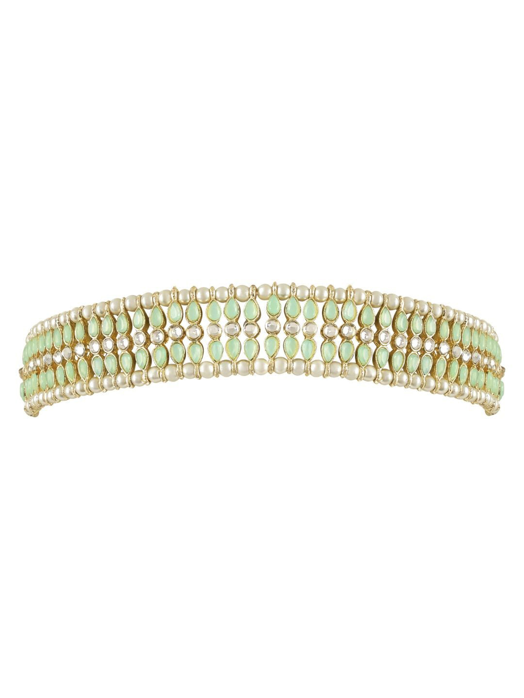 

I Jewels Gold-Plated Kundan Studded & Beaded Sheeshphool