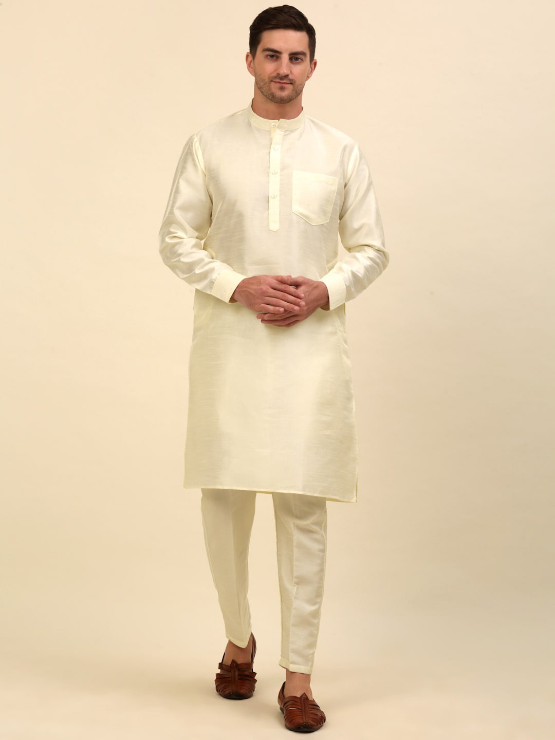 

Anouk Green Mandarin Collar Sequinned Kurta with Pyjamas and Embellished Nehru Jacket