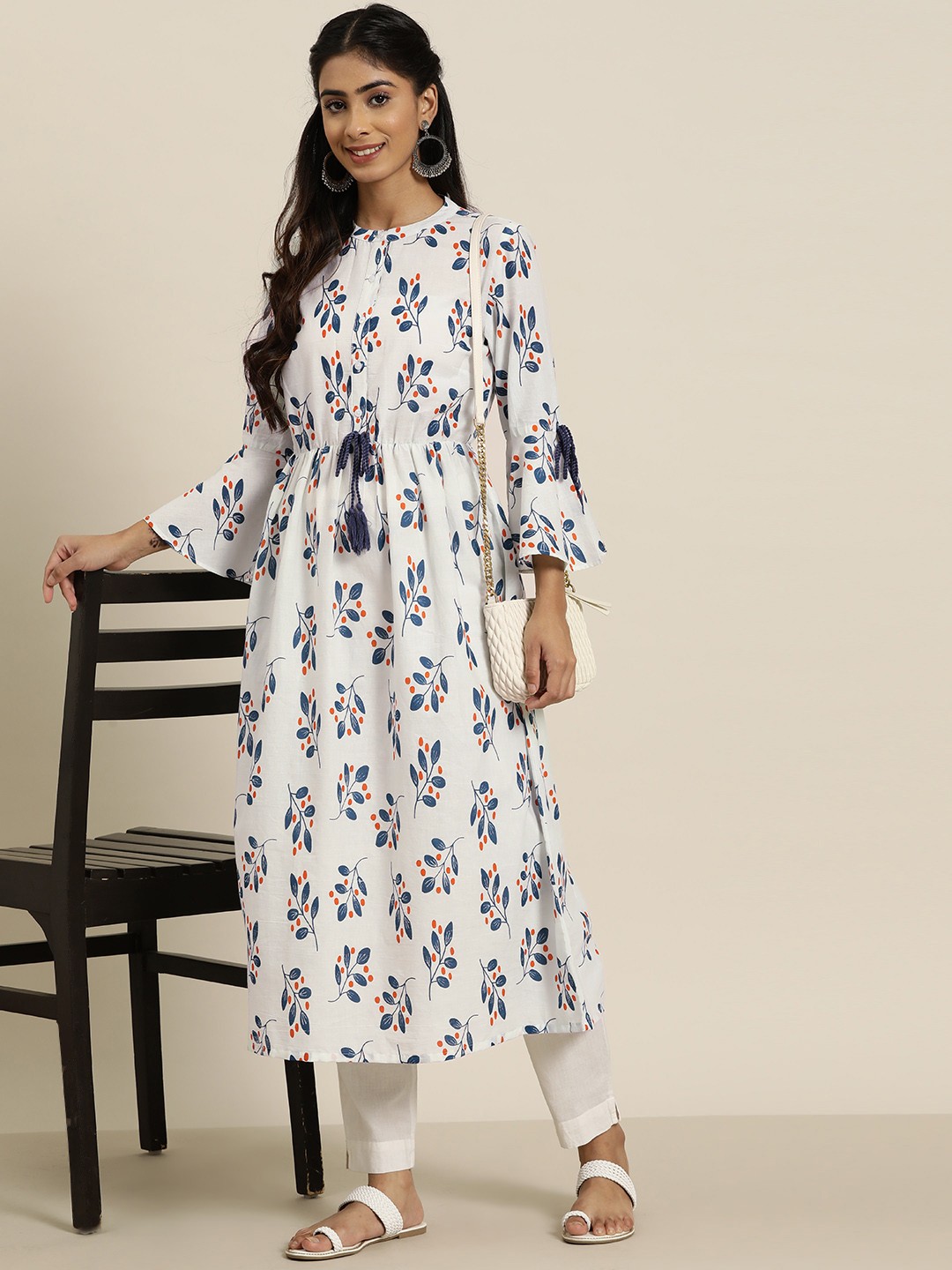 

HERE&NOW Women Floral Printed Kurta, White