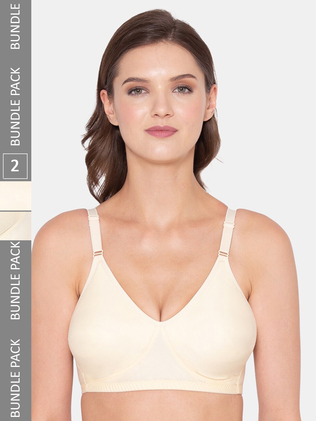 

Souminie Pack of 2 Full Coverage Non-Wired Cotton Everyday Bra With All Dat Comfort, Nude