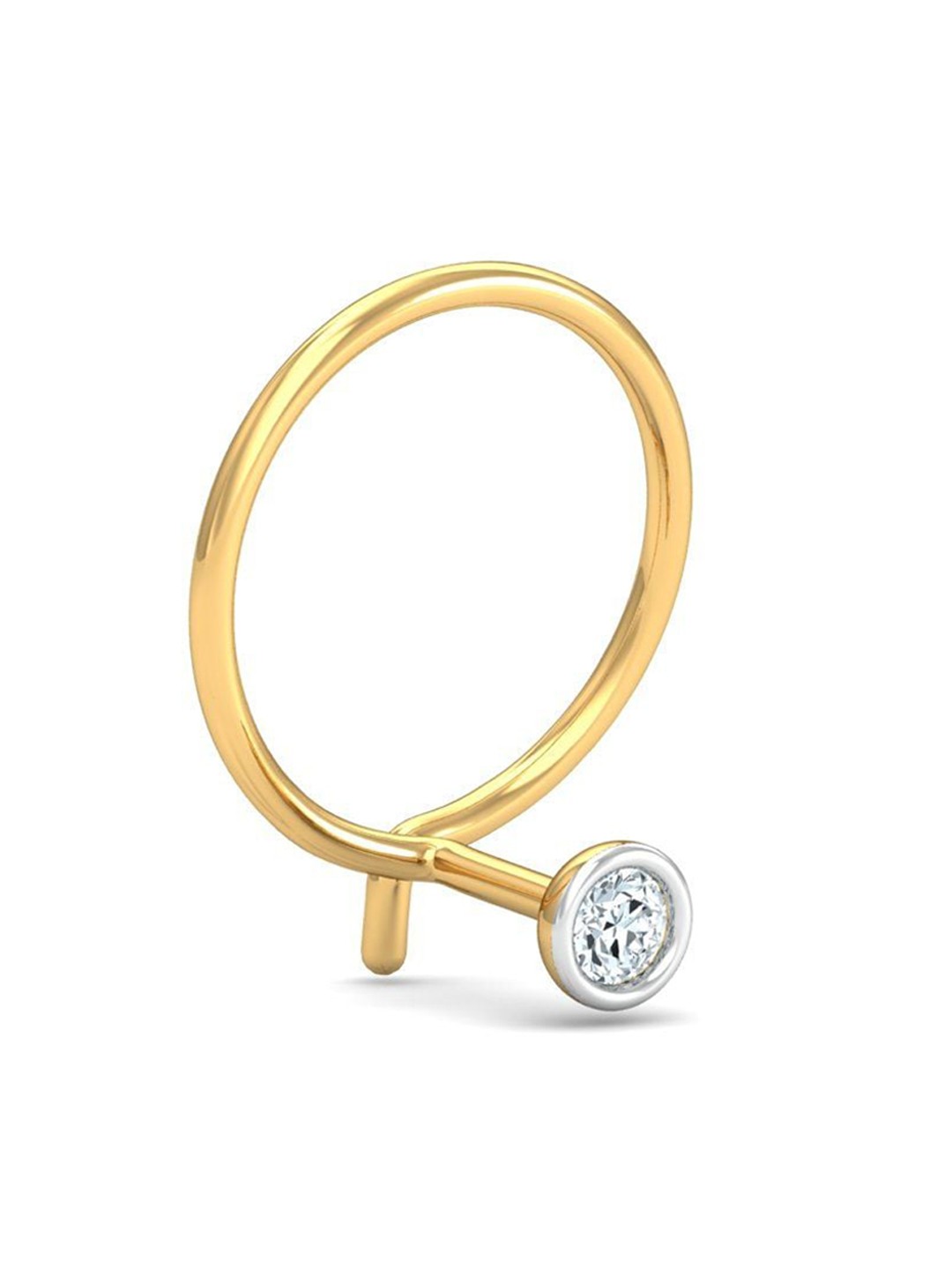 

KUBERBOX 18KT Gold Diamond-Studded Nose Pin-0.23gm