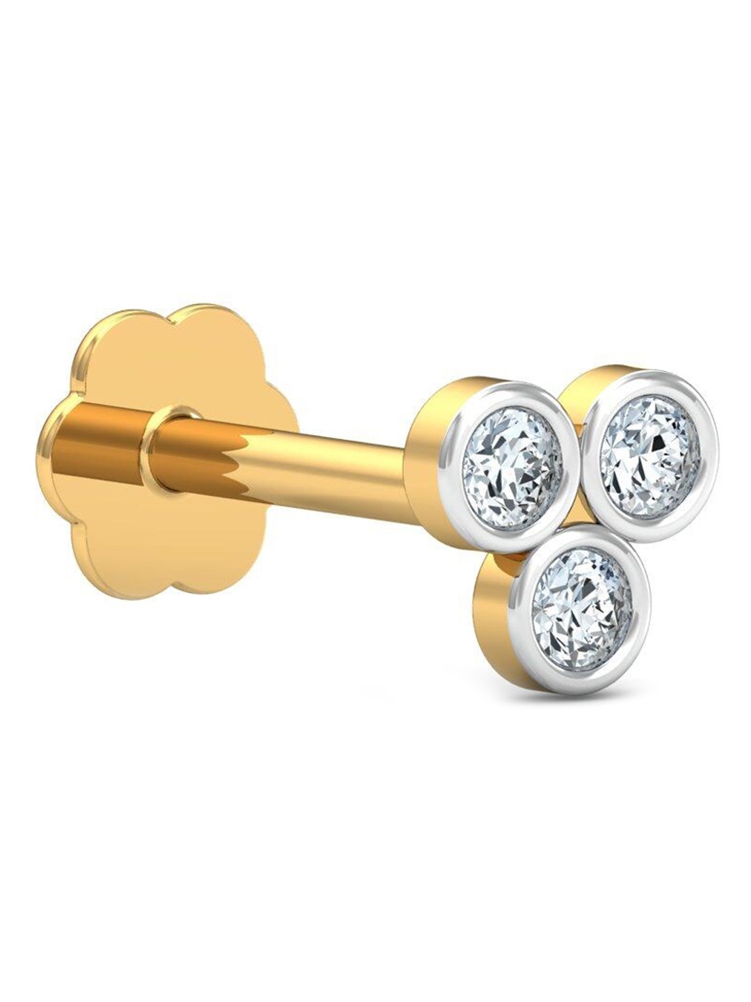 

KUBERBOX 18KT Gold Diamond-Studded Nose Pin-0.28gm