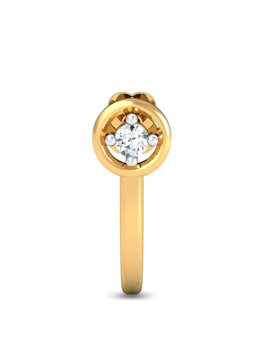 

KUBERBOX Bling 18KT Gold Diamond Studded J-Shaped Nose Pin-0.46g