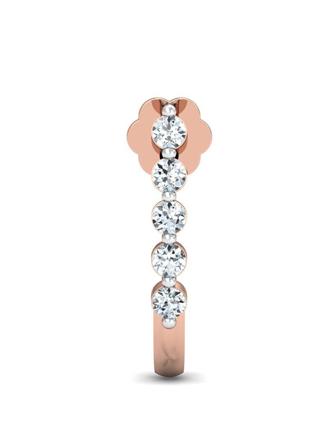 

KUBERBOX Aalamb J-Shaped 18KT Rose Gold Diamond Studded Nose Pin -0.4gm