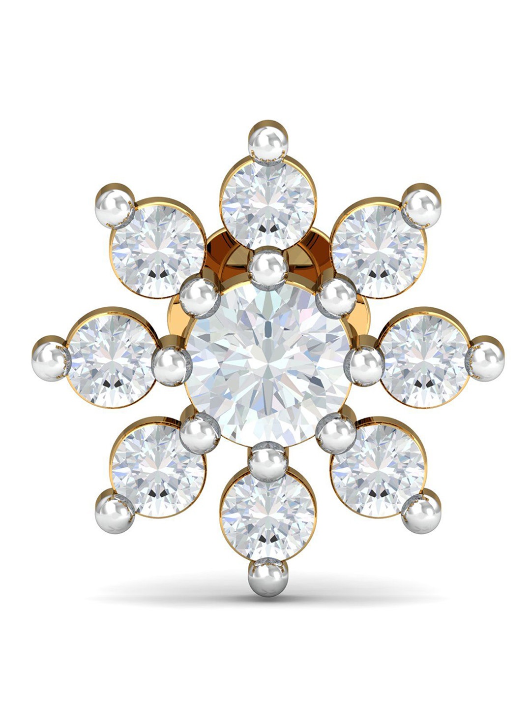 

KUBERBOX Suru 18KT Gold Diamond Studded Nose Stud-0.64gm