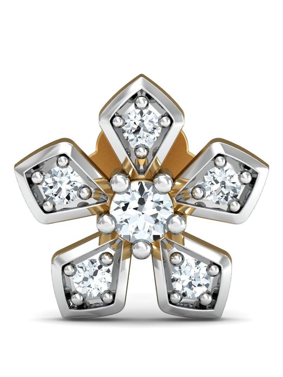 

KUBERBOX Blooming 18KT Gold Diamond Studded Floral Nose Pin-0.62 gm