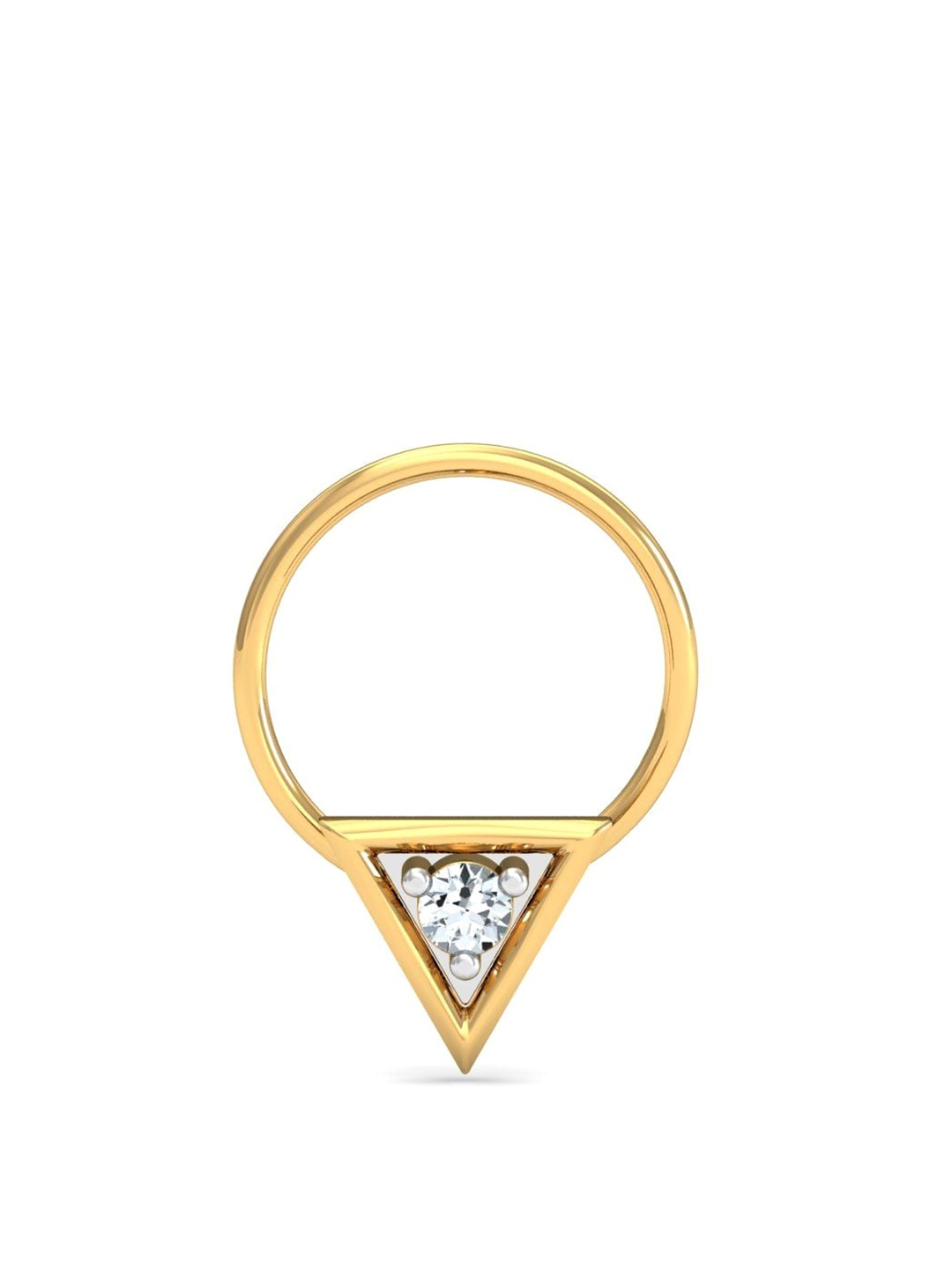 

KUBERBOX Trikona 18KT Gold Diamond Studded Nose Pin-0.36 gm