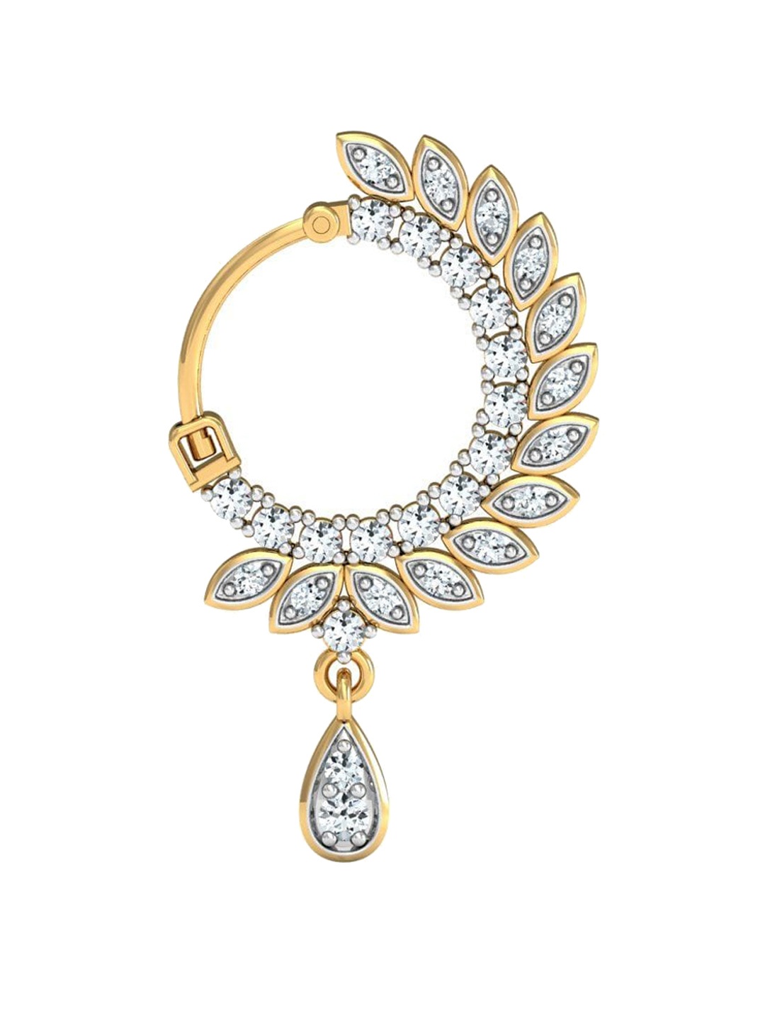 

KUBERBOX Atricia 18KT Gold Diamond Studded Nose Pin-1.28 gm