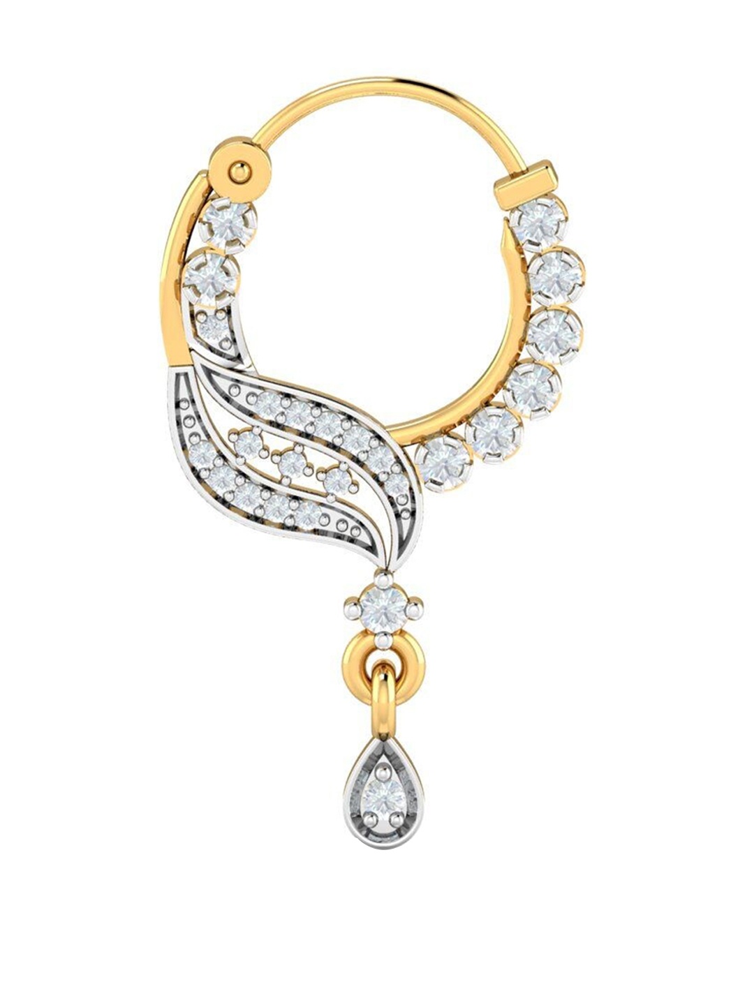 

KUBERBOX Lubsa 18KT Gold Diamond Studded Nose Pin-1.19 gm