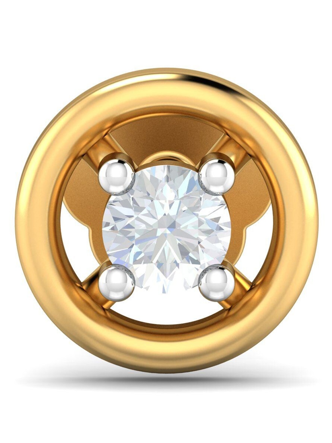 

KUBERBOX 18KT Gold Diamond Studded Nose Stud-0.58gm