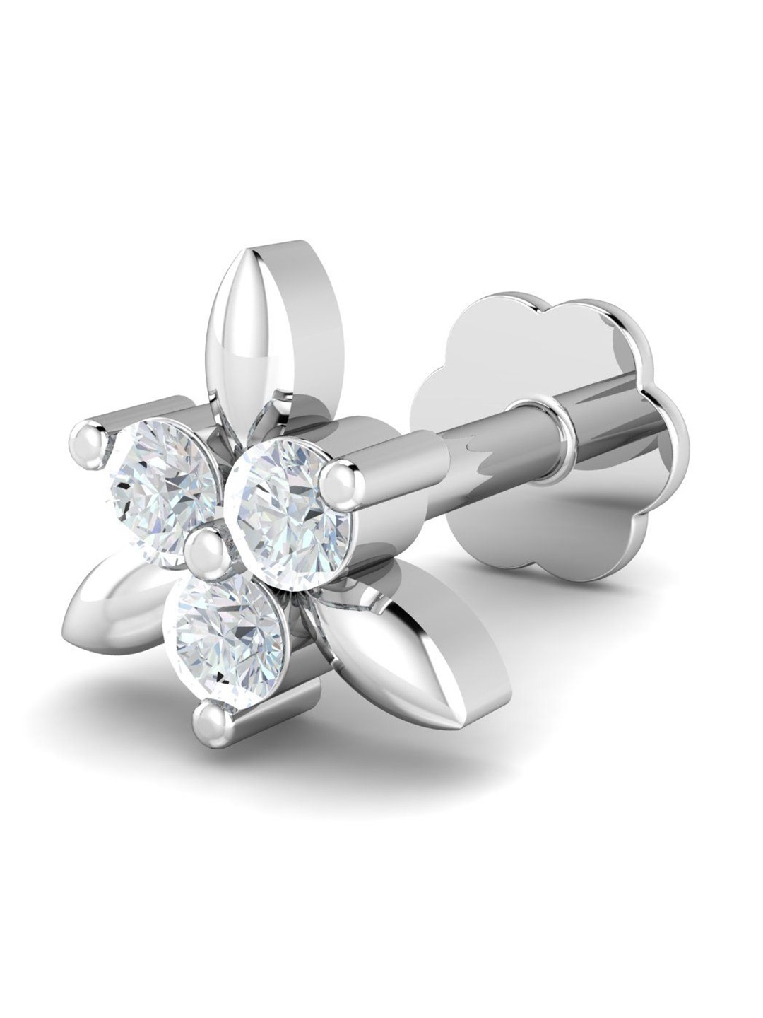 

KUBERBOX 18K White Gold Diamond Triangular 0.03 Carat Nose Stud