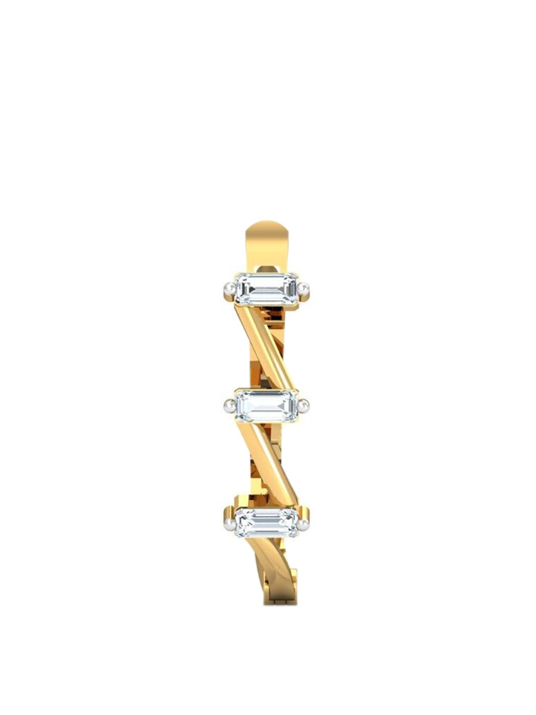

KUBERBOX Zig-Zag 18KT Gold Diamond Studded Nose Ring-0.35gm