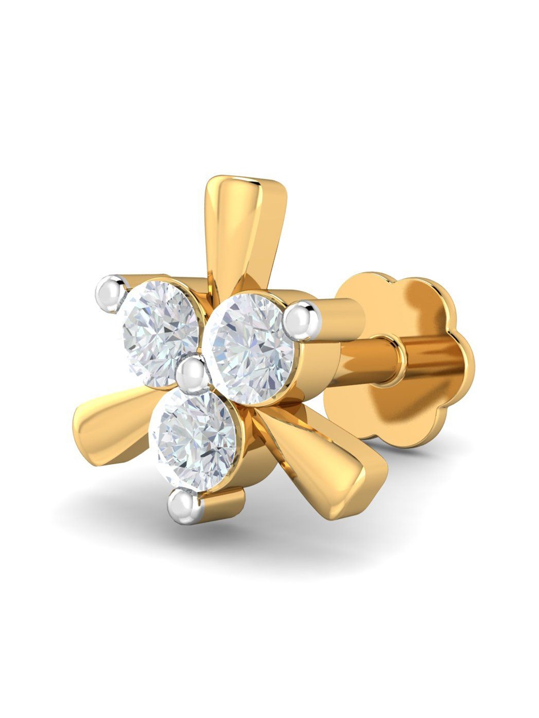 

KUBERBOX 18K Yellow Gold Diamond Dainty 0.07 Carat Nose Stud