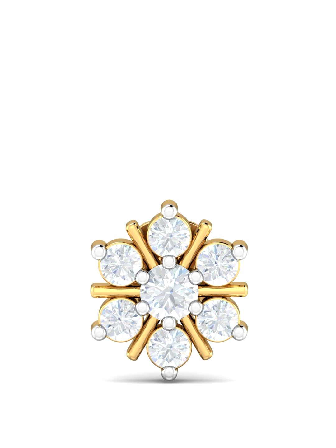 

KUBERBOX Agni 18KT Yellow Gold Diamond Studded Nose Pin-0.6g