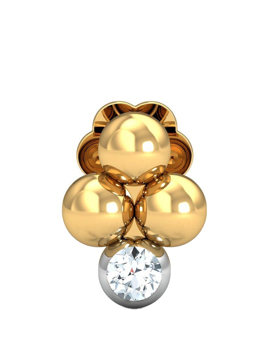 

KUBERBOX Mukta 18KT Yellow Gold Diamond Studded Nose Pin-0.38g