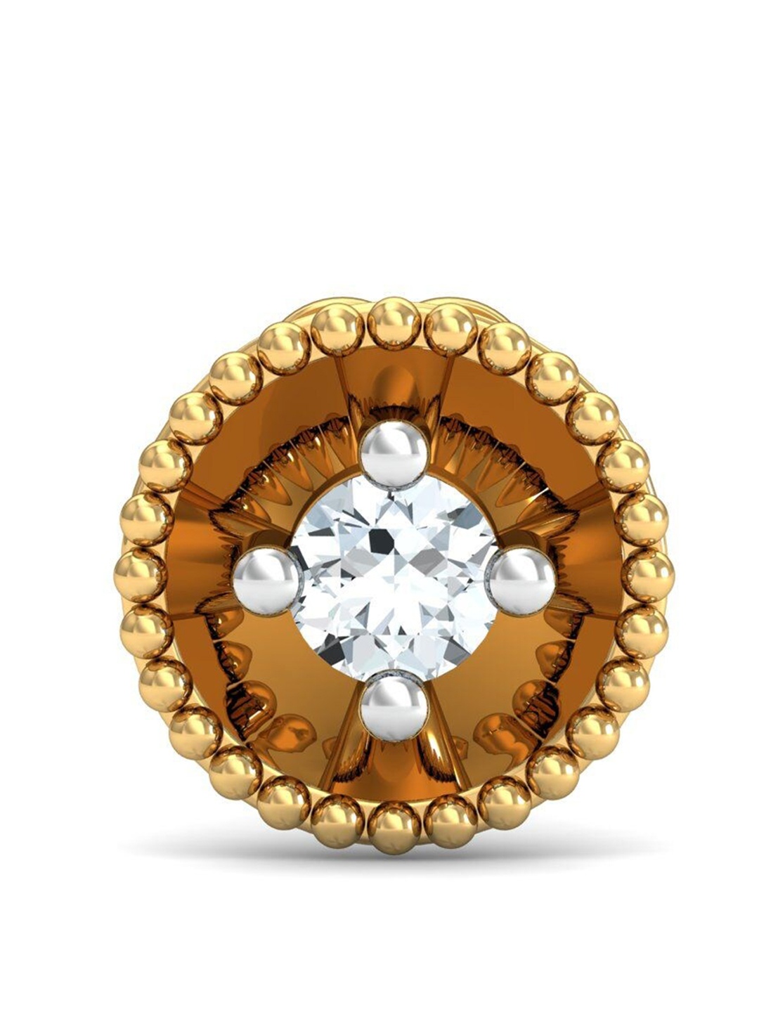

KUBERBOX Hemisphere 18KT Gold Diamond Studded Nose Pin-0.53g