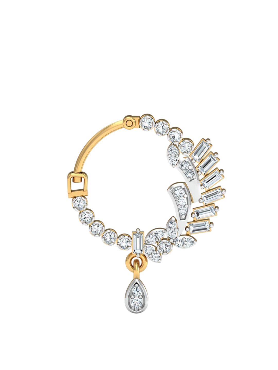 

KUBERBOX Ritzy 18KT Gold Diamond Studded Nose Pin-1.04 gm