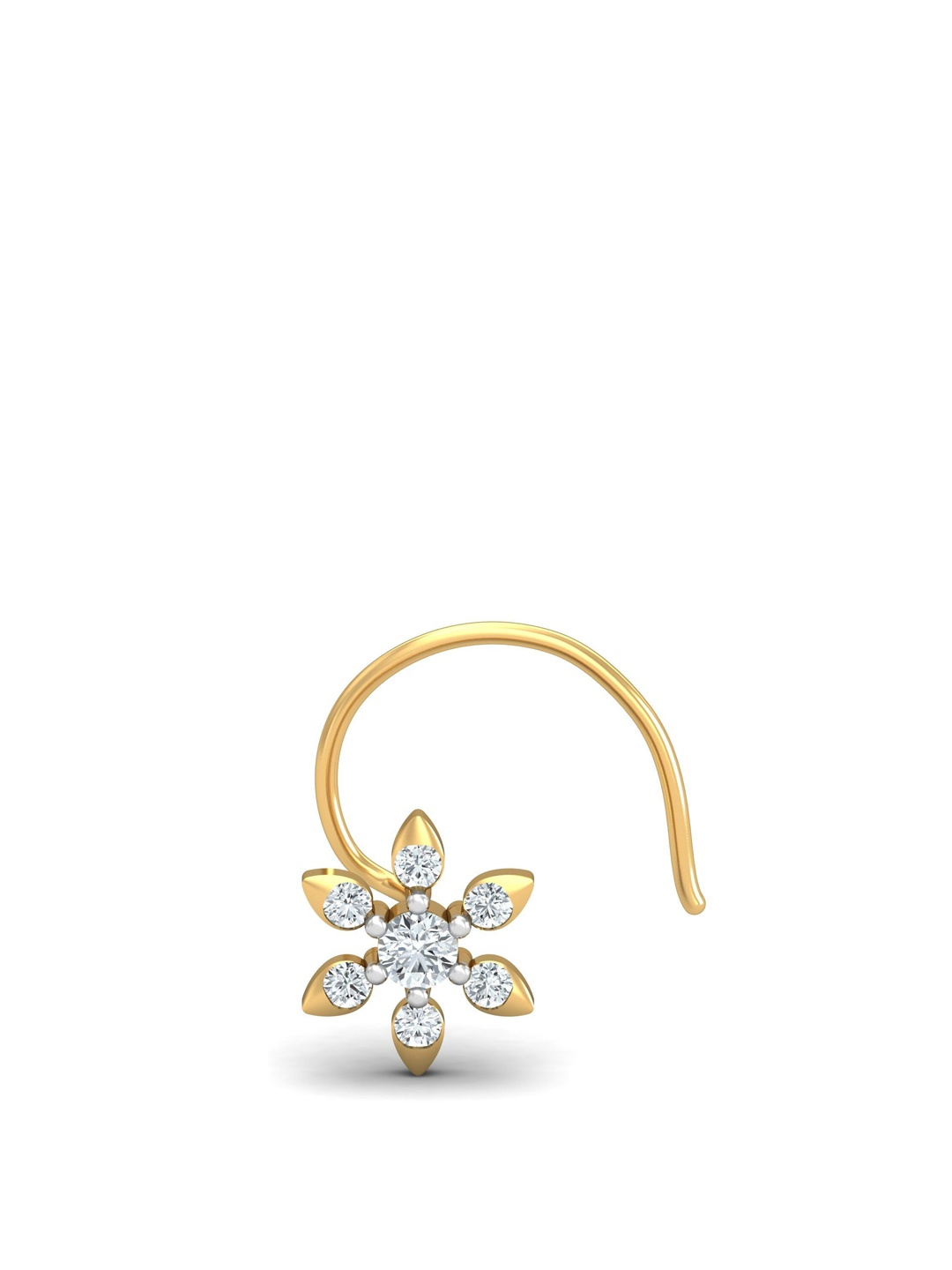 

KUBERBOX 18KT Gold Diamond-Studded Nose Pin-0.64gm