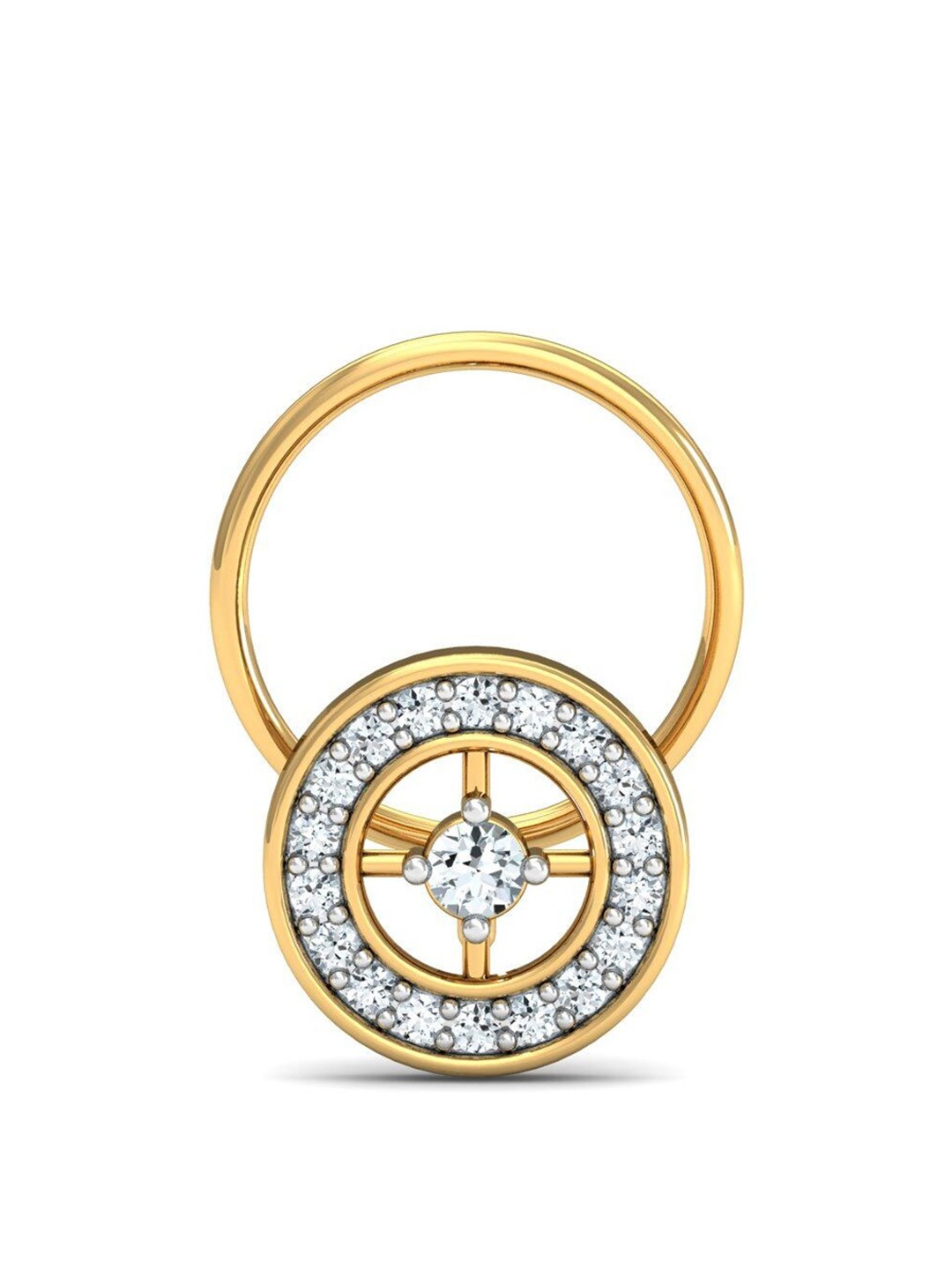 

KUBERBOX Debra Round 18KT Gold Diamond-Studded Nose Pin-0.6gm