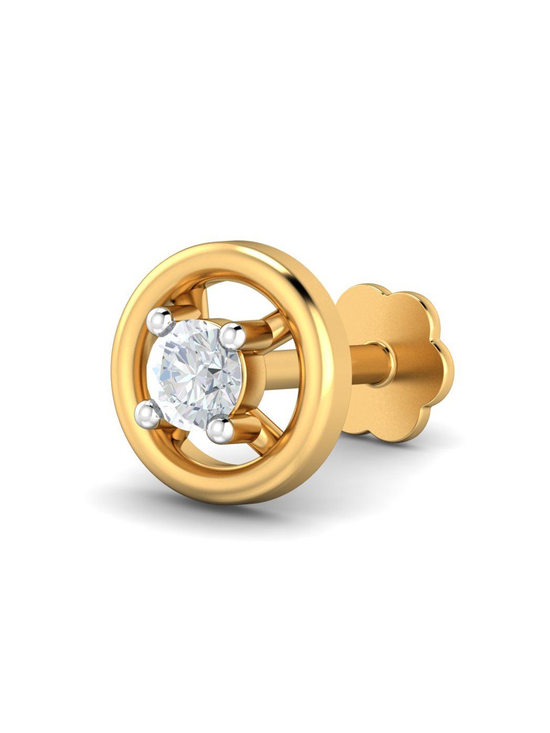 

KUBERBOX 18K Yellow Gold Round 0.06 Carat Nose Stud