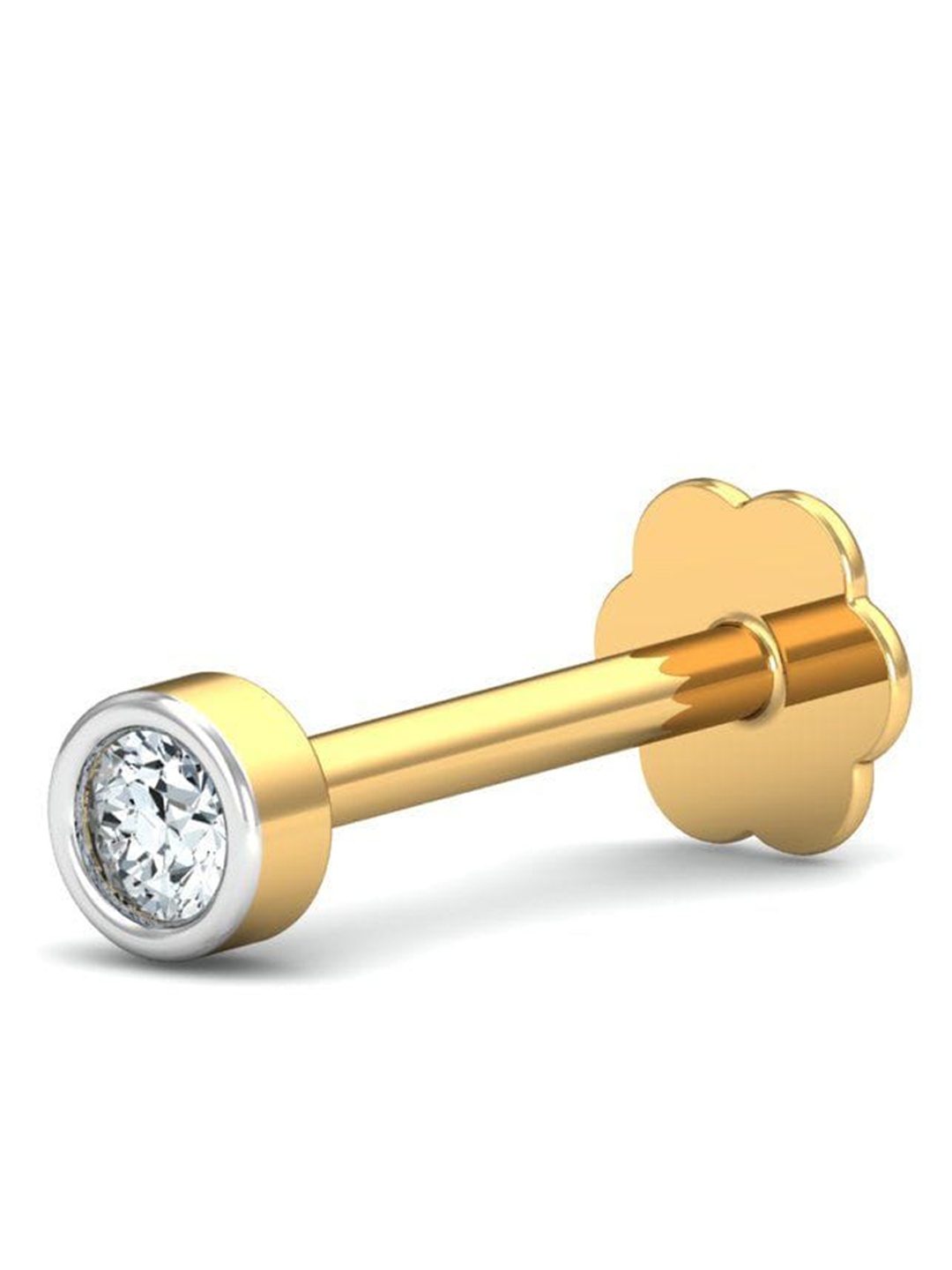 

KUBERBOX Bruce Bruce 18KT Gold Diamond Studded Nose Pin-0.62 gm