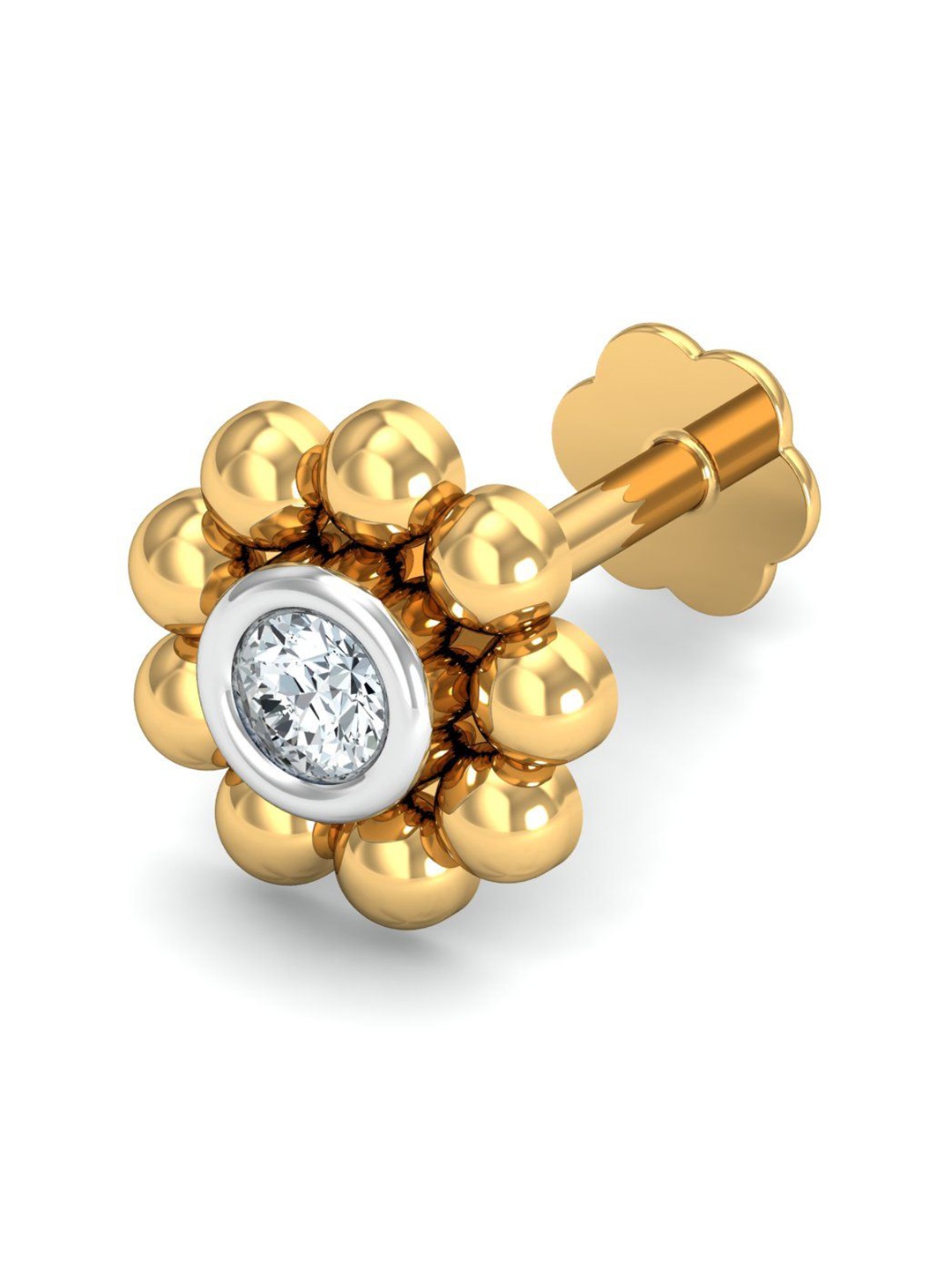 

KUBERBOX 18K Yellow Gold Diamond Aureate Beads Nose Stud