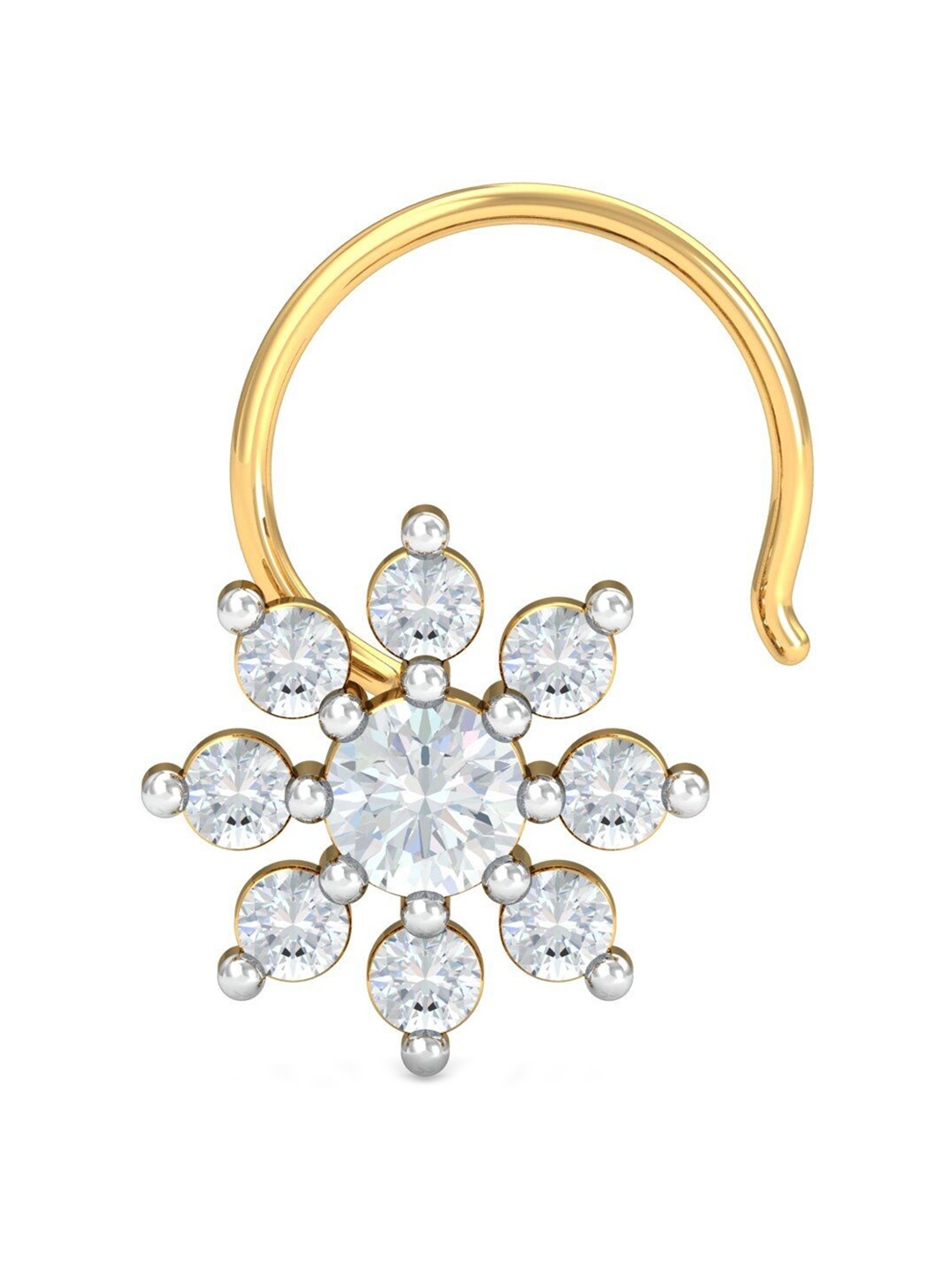 

KUBERBOX Suru 18KT Gold Diamond Studded Nose Pin-0.6g