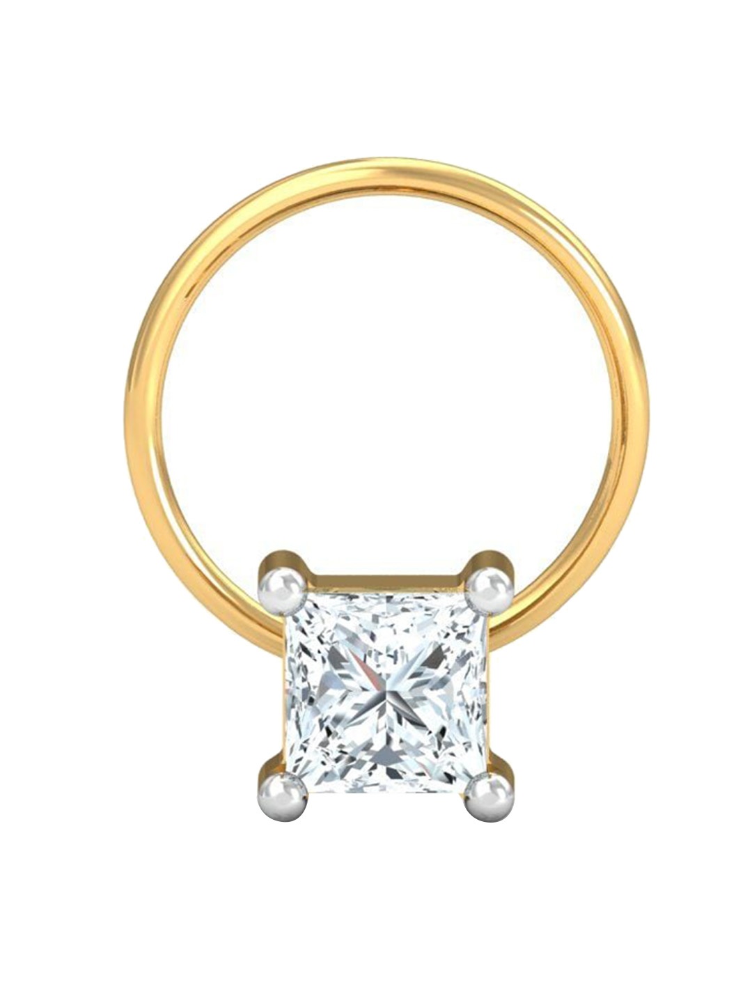 

KUBERBOX Varg Solitare 18KT Gold Diamond Studded Nose Pin-0.42g