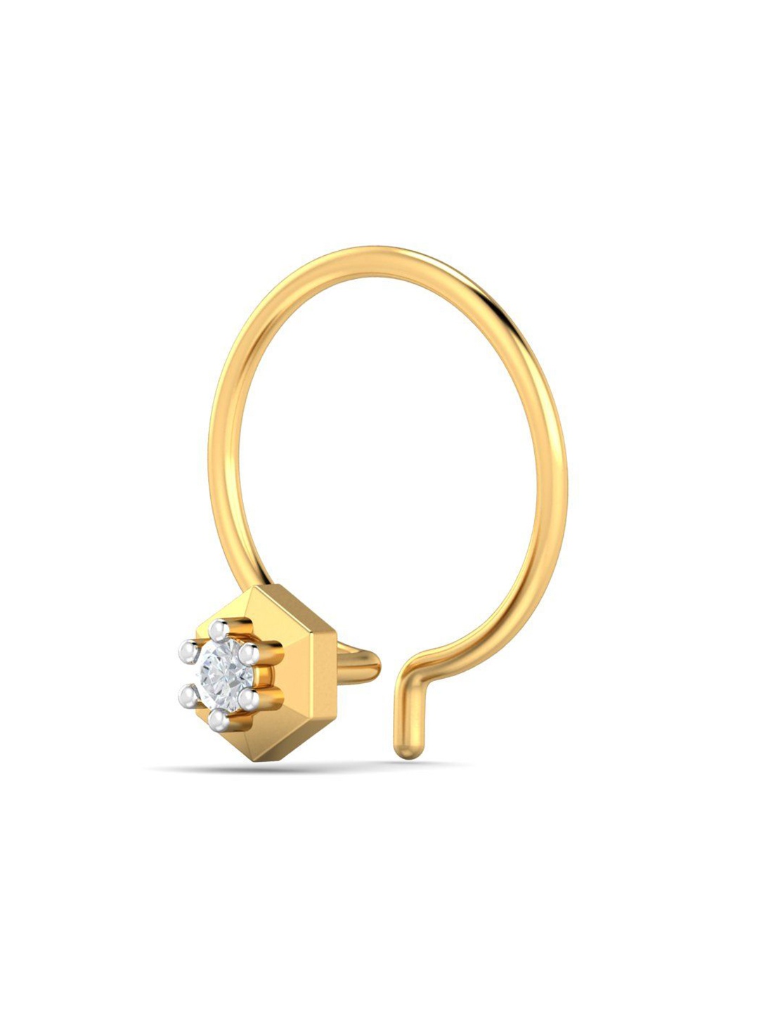 

KUBERBOX 18K Yellow Gold Diamond Hexagon Nose Pin