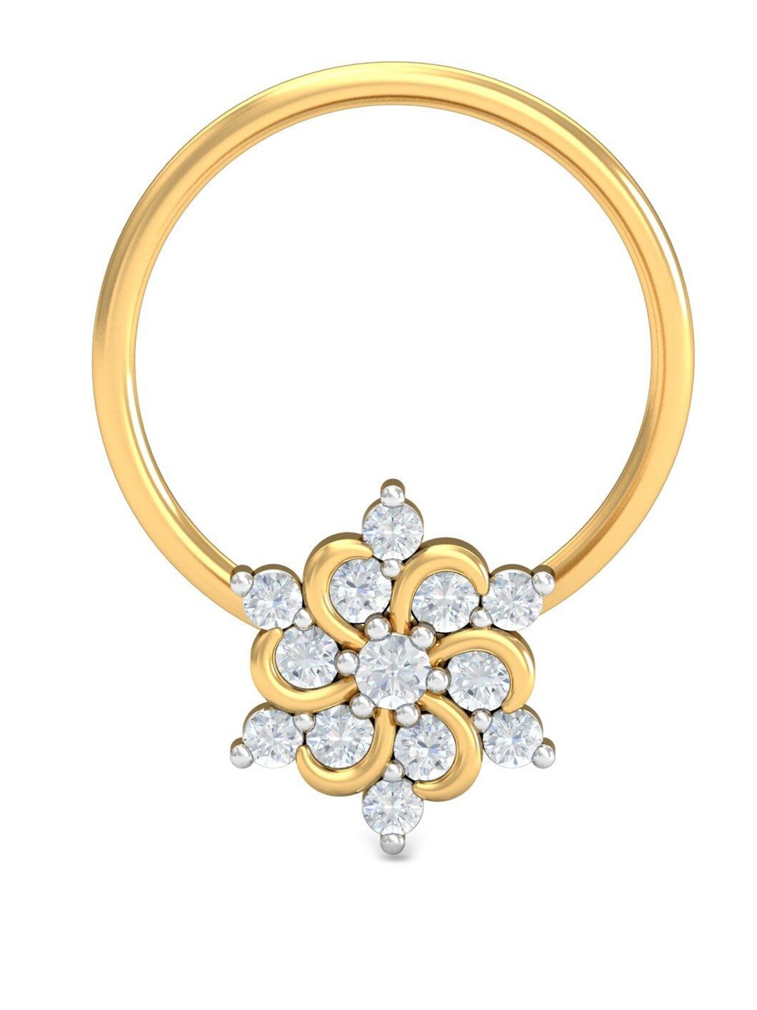 

KUBERBOX Samriddhi 18KT Gold Diamond Studded Nose Pin-0.4g