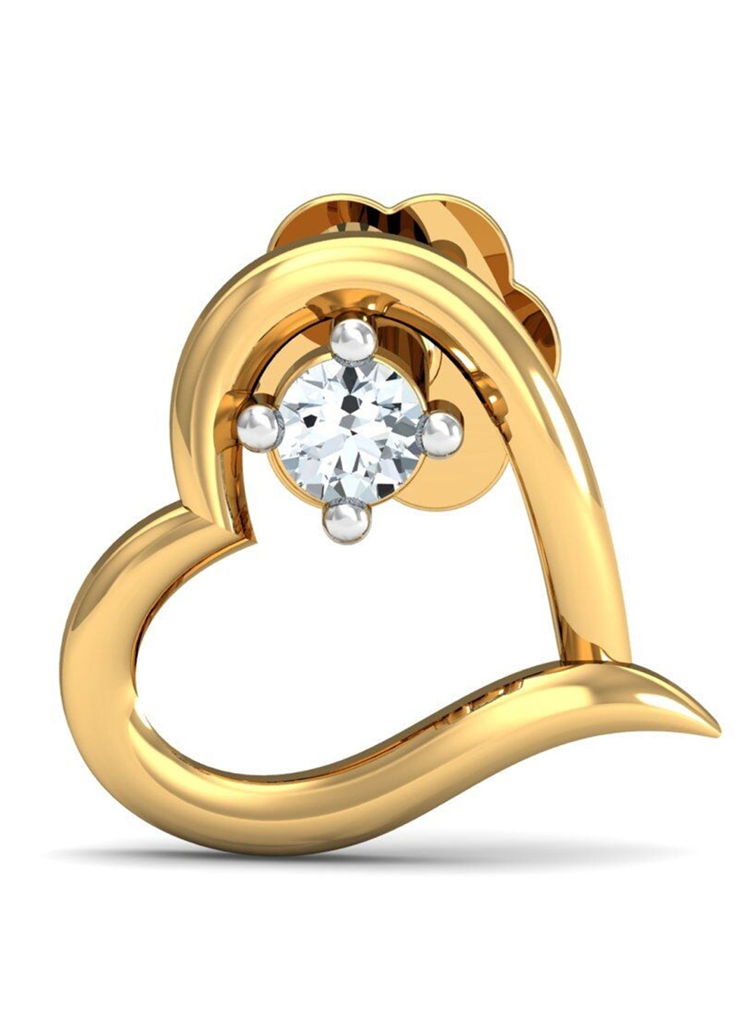 

KUBERBOX Keily 18KT Gold Diamond Studded Heart Nose Pin-0.3g
