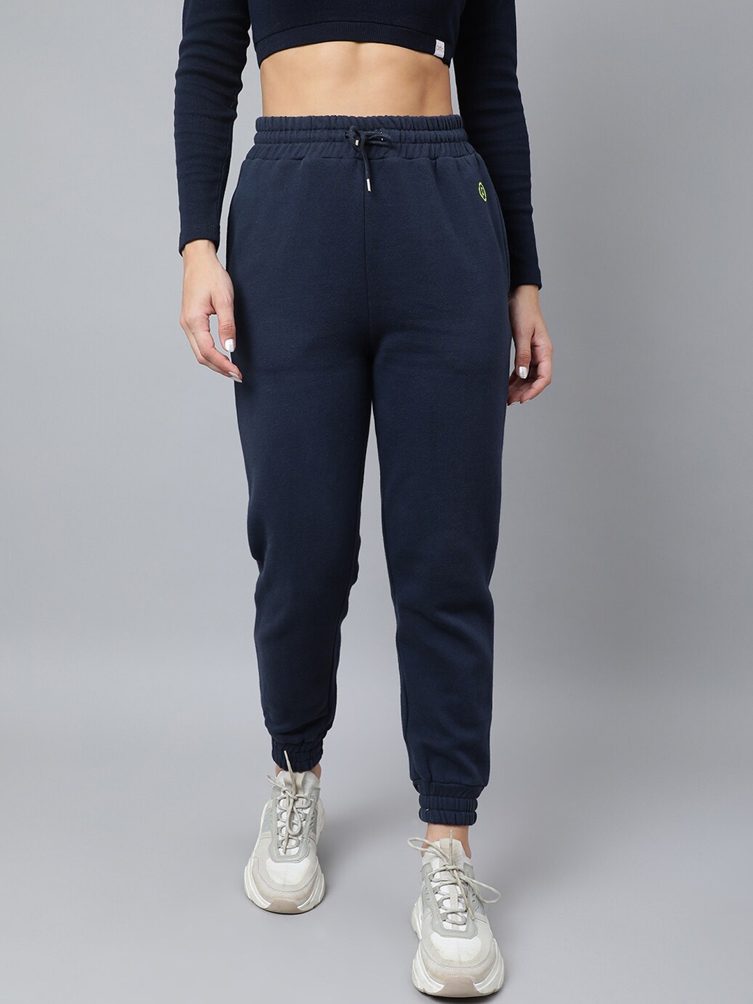

Pritla Women Mid-Rise Organic Cotton Joggers, Navy blue