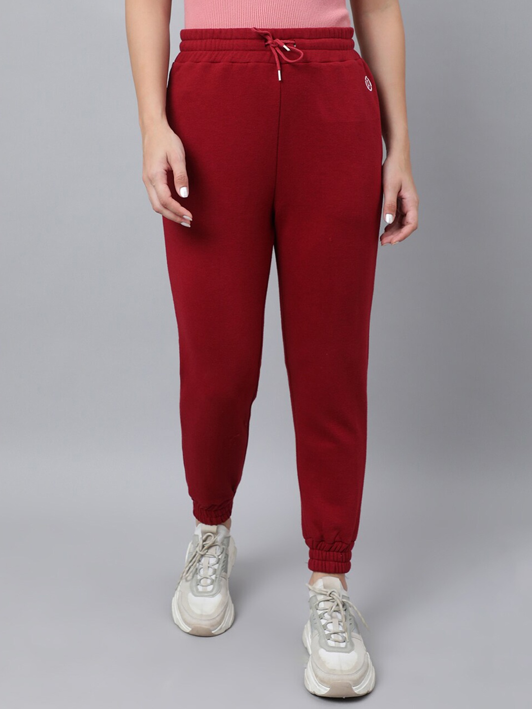 

Pritla Women Mid Rise Cotton Sports Joggers, Maroon