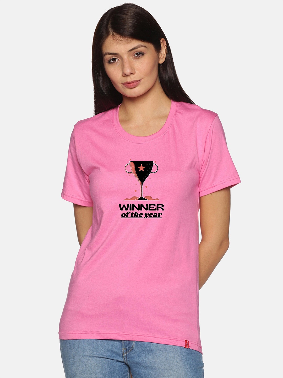 

NOT YET by us Typography Printed Cotton T-shirt, Pink