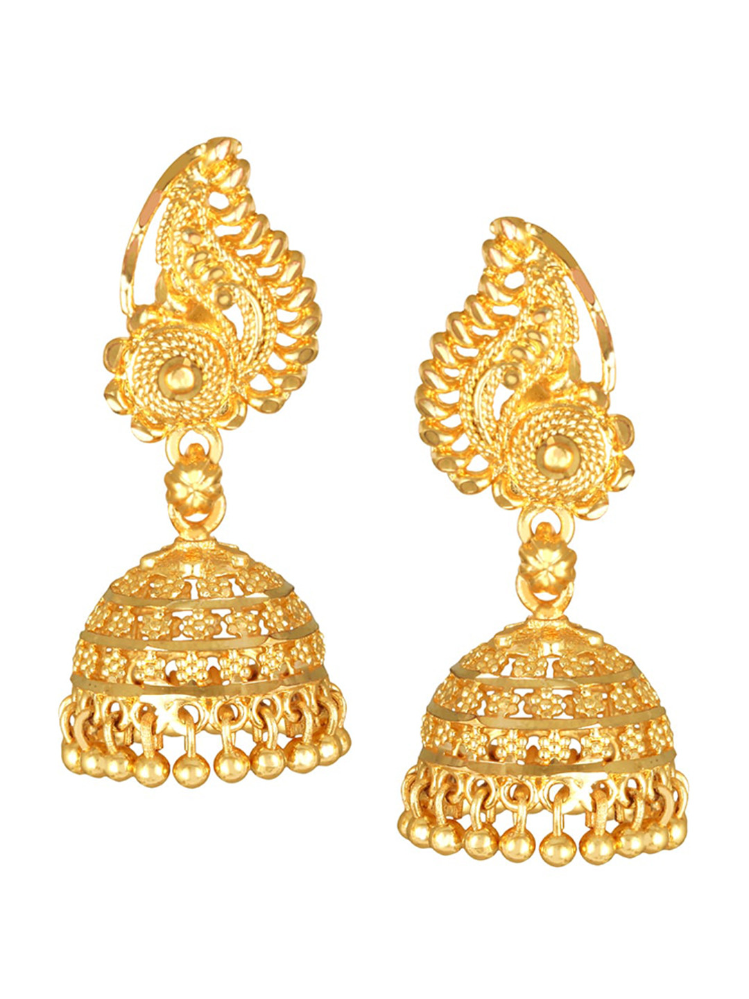 

MEENAZ Gold-Plated Peacock Shaped Jhumkas Earrings