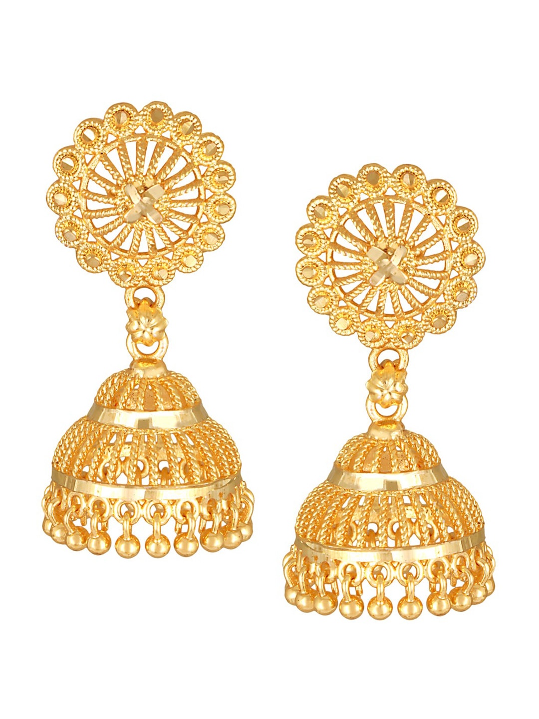 

MEENAZ Gold-Plated Dome Shaped Jhumkas