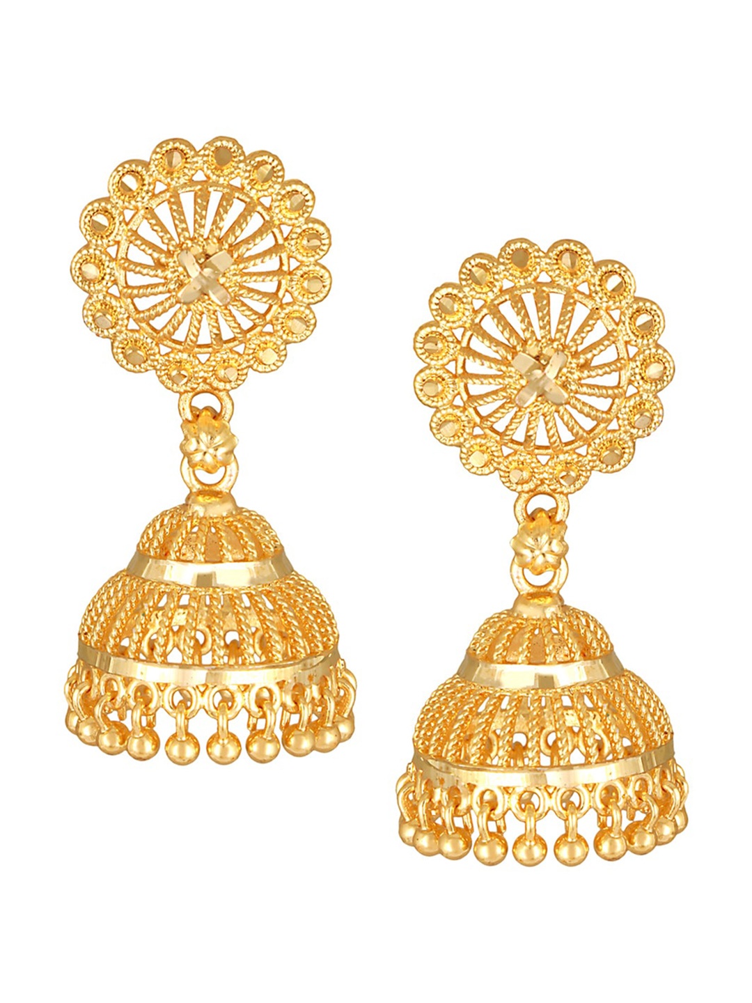 

MEENAZ Gold-Plated Dome Shaped Jhumkas