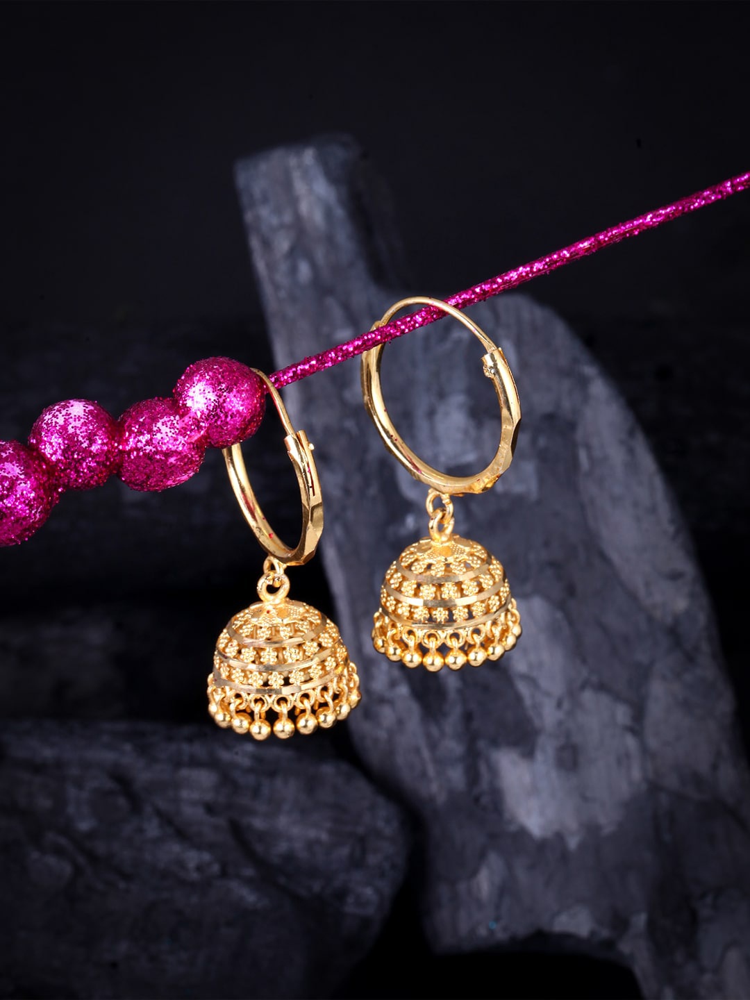 

MEENAZ Gold-Toned Peacock Shaped Jhumkas Earrings