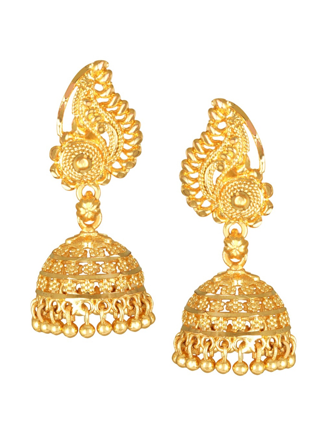 

MEENAZ Gold-Plated Dome Shaped Jhumkas