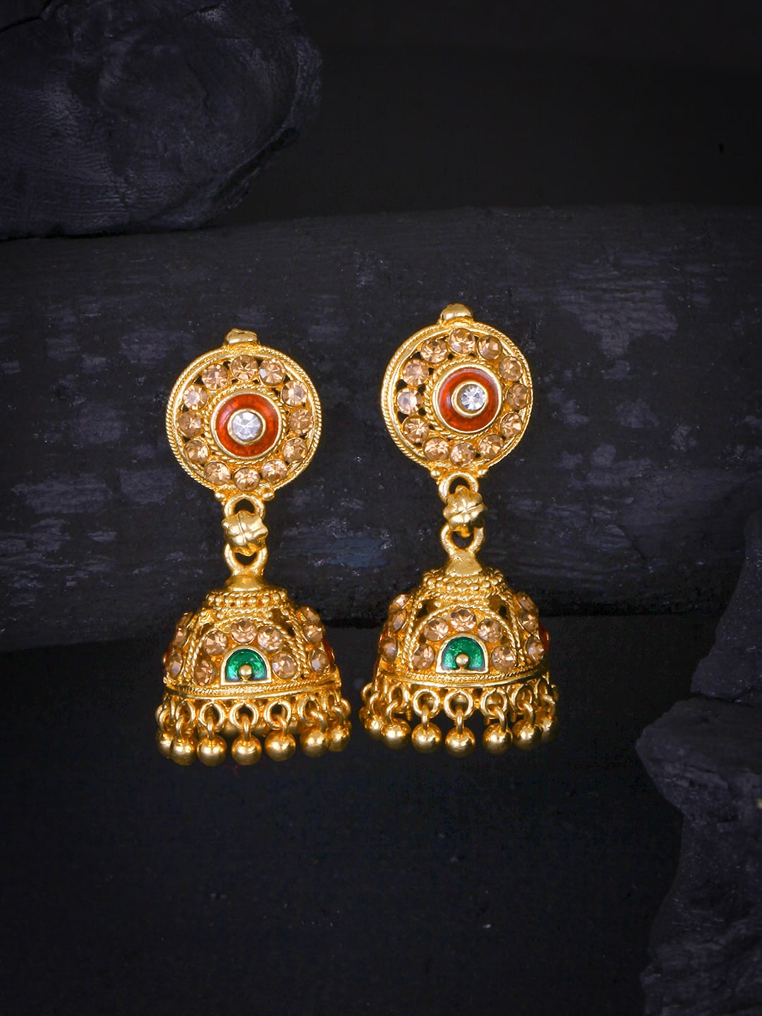 

MEENAZ Gold-Plated Peacock Shaped Jhumkas Earrings