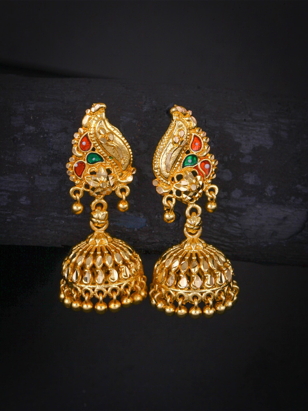 

MEENAZ Gold-Plated Peacock Shaped Jhumkas Earrings