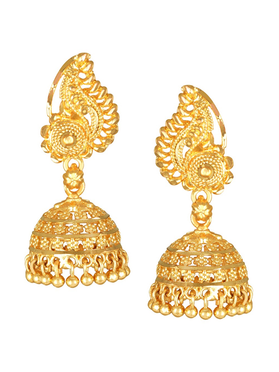 

MEENAZ Gold-Plated Peacock Shaped Jhumkas Earrings