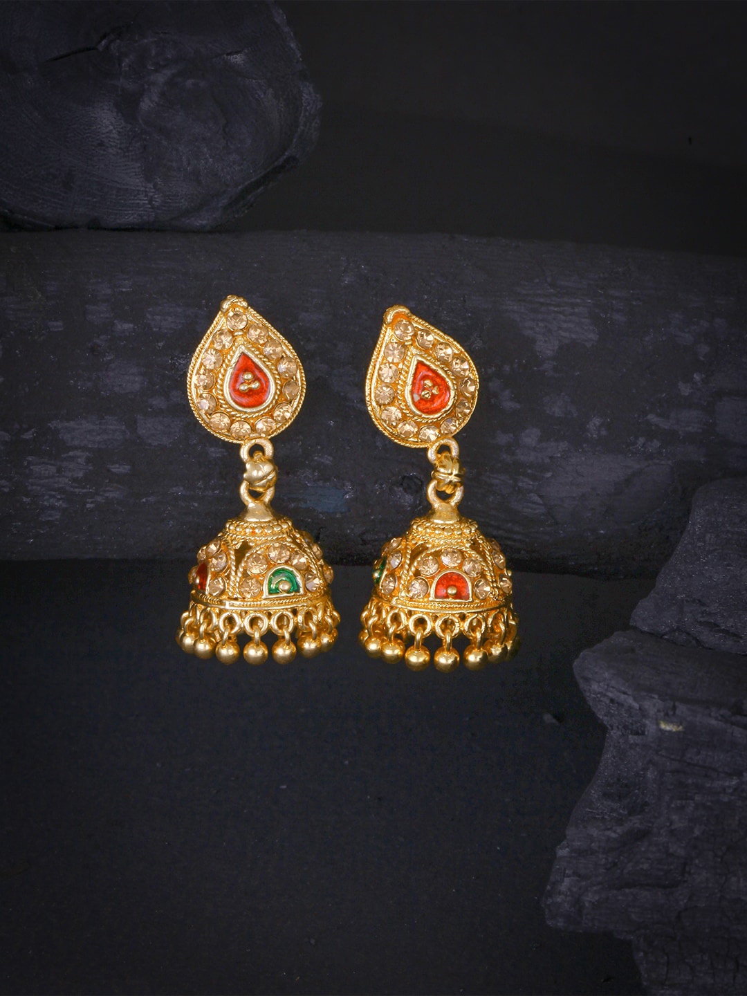 

MEENAZ Gold-Plated Peacock Shaped Jhumkas Earrings